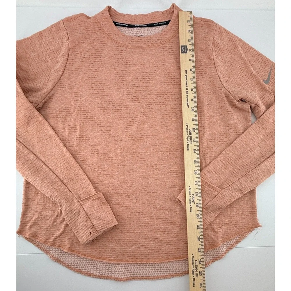 Nike Running Dri Fit Pullover Womens Large Peach Athletic Sweatshirt Workout Top
